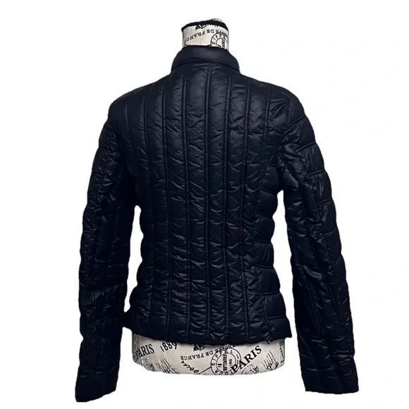 Laundry by Shelli Segal Moto Biker Jacket Black Puffer Goth Grunge Rock Emo M - Picture 5 of 11